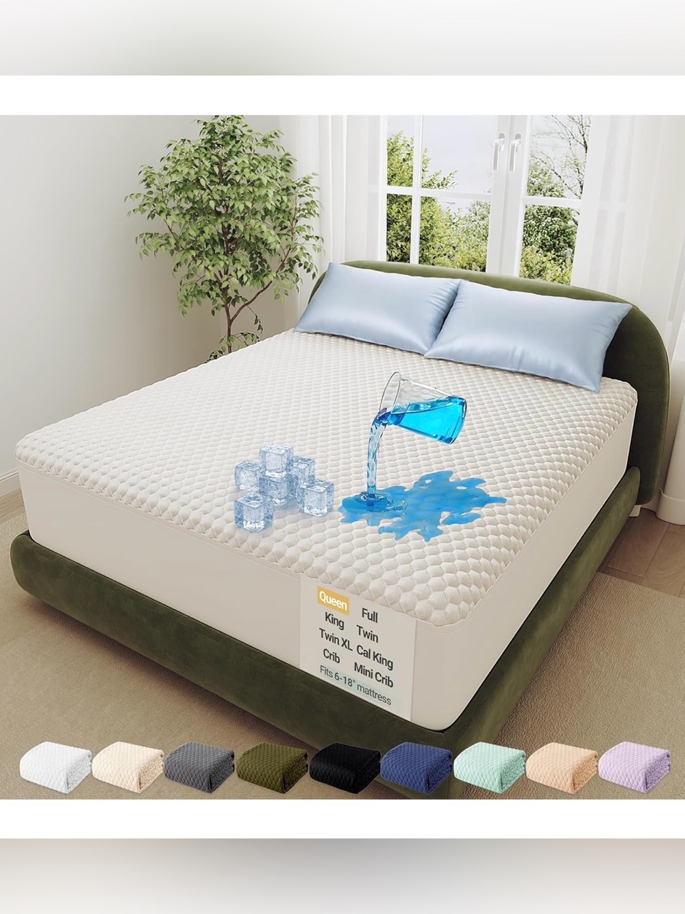 Oh Geni Queen Bamboo Mattress Protector Waterproof White Brand New